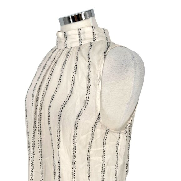 Bella Dahl High Neck Sleeveless Back Button Up Top White Black Size Large - Picture 4 of 11